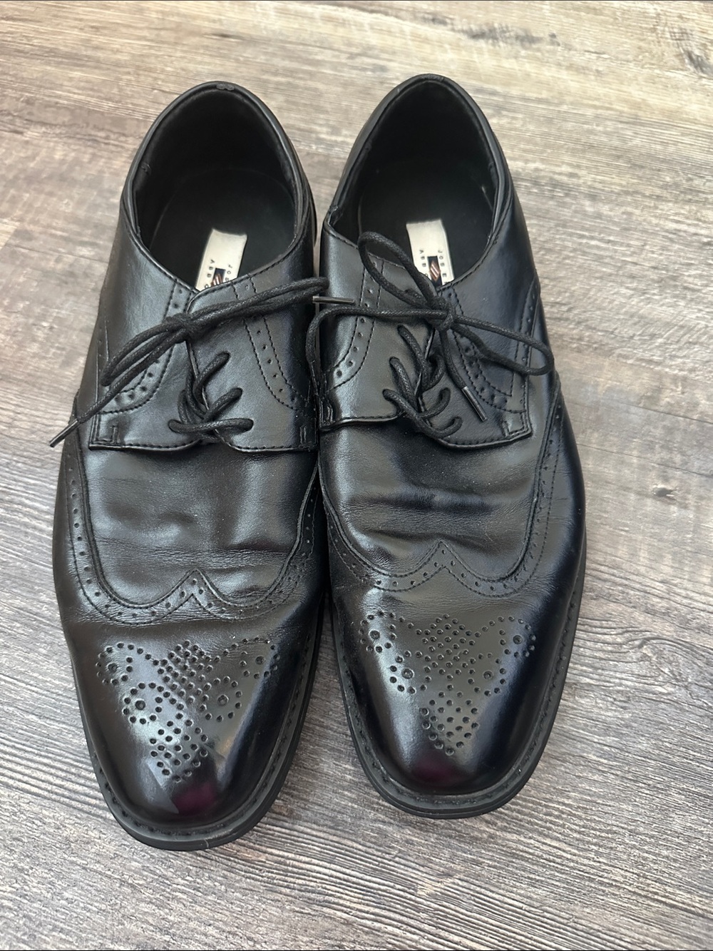 Joseph Abboud Black Leather Wingtip Oxfords